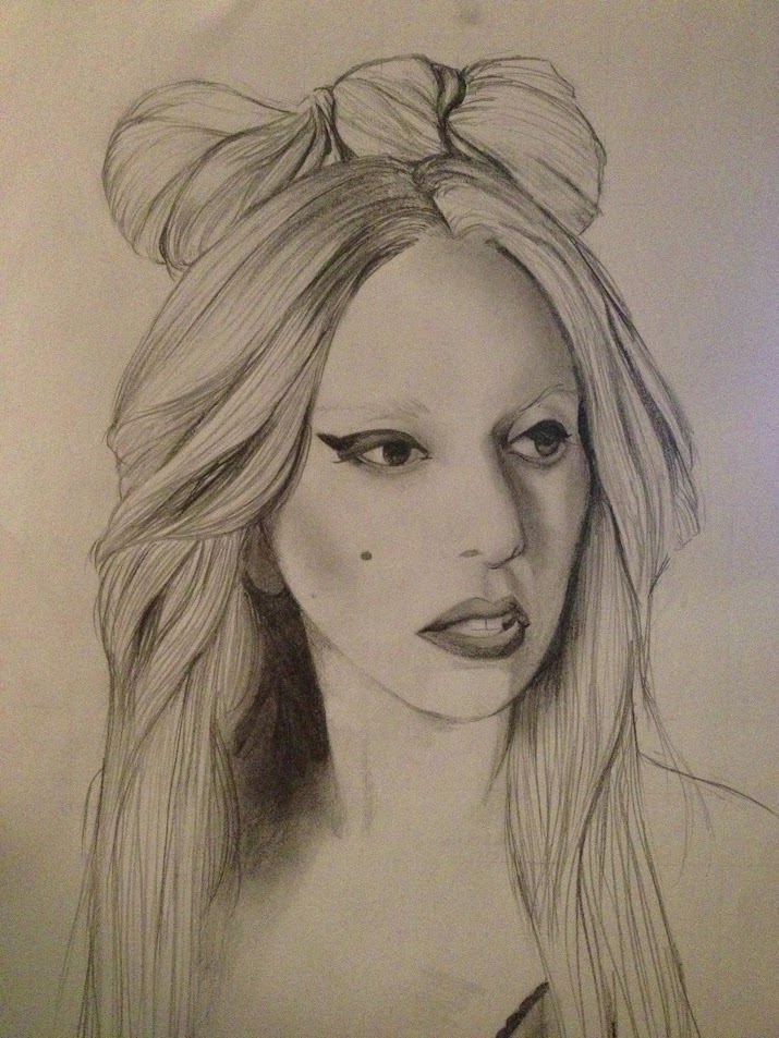 Graphite Drawing of singer Lady Gaga